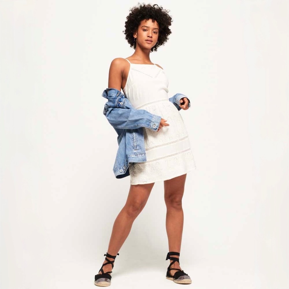 Like New [A&F] White Eyelet Lace A-Line Mini Dress | Abercrombie ST - Small Tall